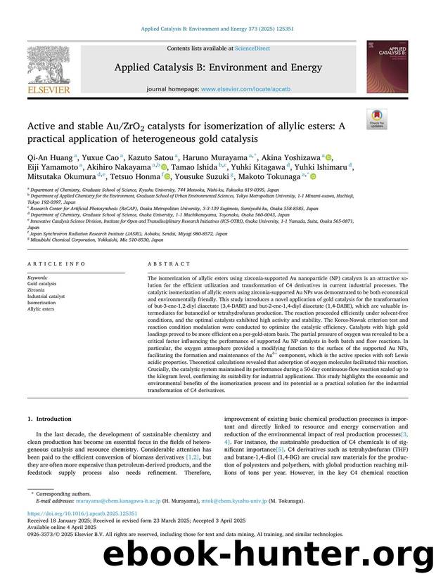 Active and stable AuZrO2 catalysts for isomerization of allylic esters: A practical application of heterogeneous gold catalysis by unknow