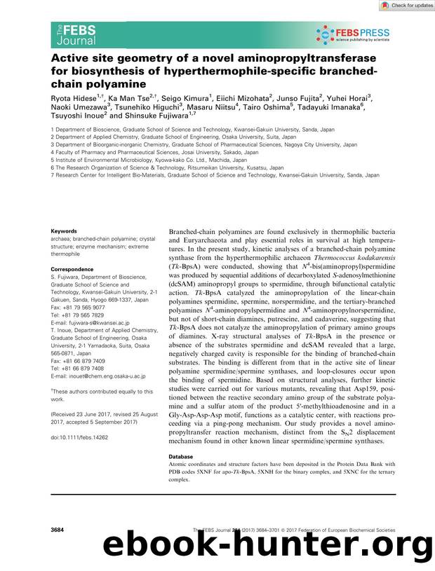 Active site geometry of a novel aminopropyltransferase for biosynthesis of hyperthermophileâspecific branchedâchain polyamine by Unknown