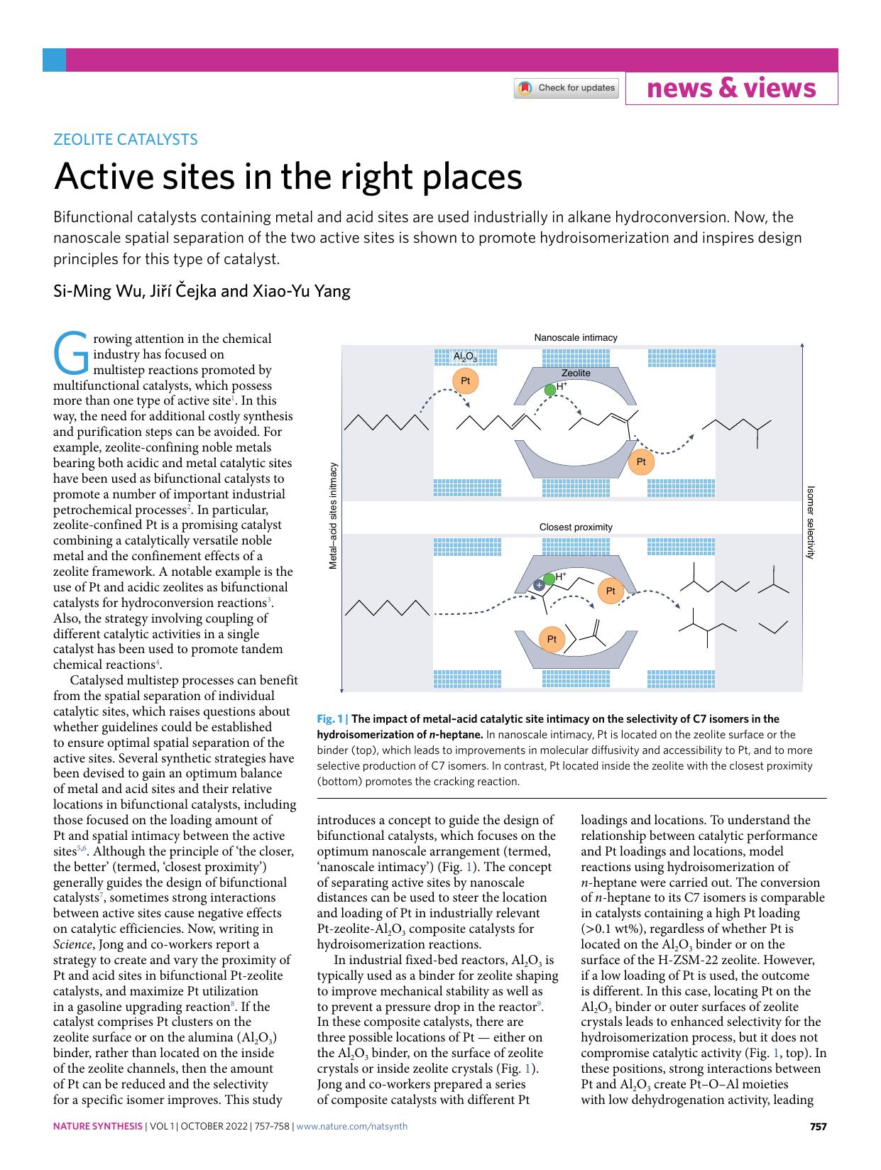 Active sites in the right places by Si-Ming Wu & Jiří Čejka & Xiao-Yu Yang