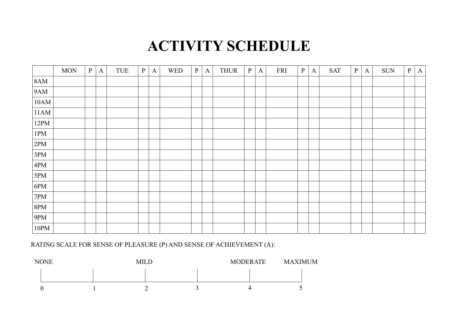 Activity Schedule by Wax Gibbons