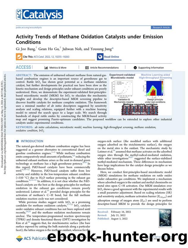 Activity Trends of Methane Oxidation Catalysts under Emission Conditions by Gi Joo Bang Geun Ho Gu Juhwan Noh & Yousung Jung