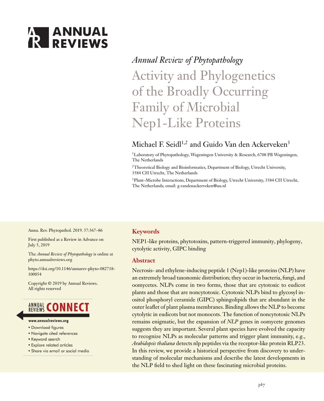 Activity and Phylogenetics of the Broadly Occurring Family of Microbial Nep1-Like Proteins by Michael F. Seidl and Guido Van den Ackerveken