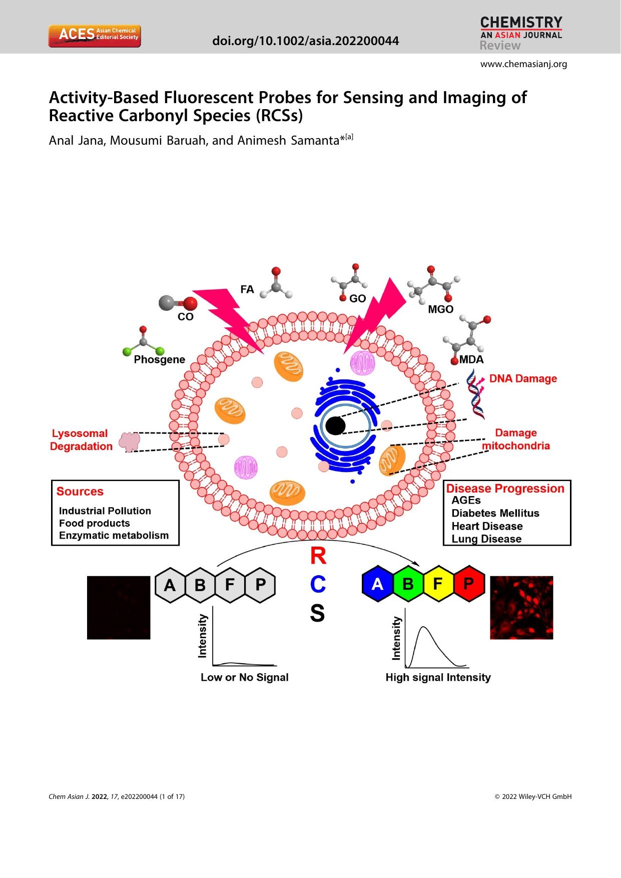 ActivityâBased Fluorescent Probes for Sensing and Imaging of Reactive Carbonyl Species (RCSs) by Unknown