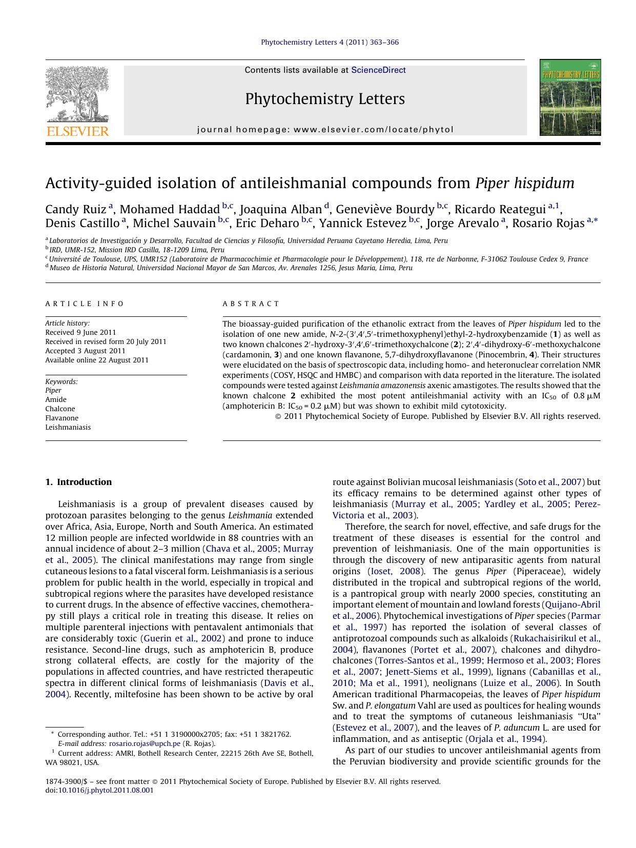 Activity-guided isolation of antileishmanial compounds from Piper hispidum by Candy Ruiz