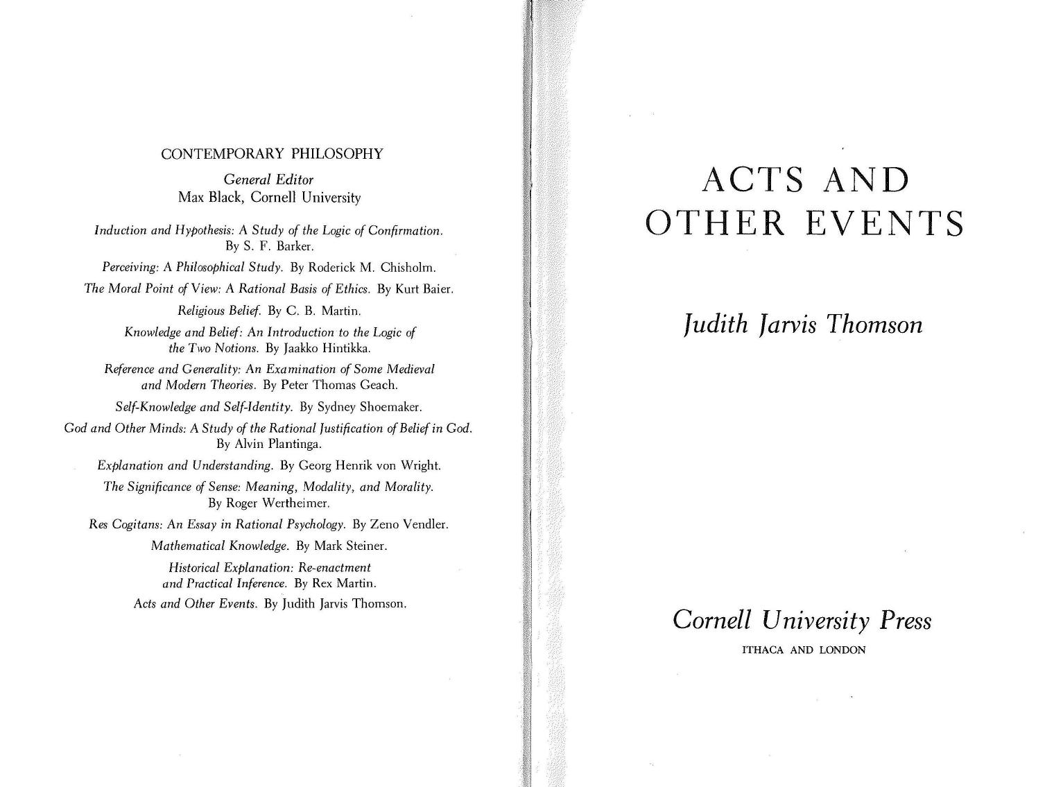 Acts and Other Events by Judith Jarvis Thomson