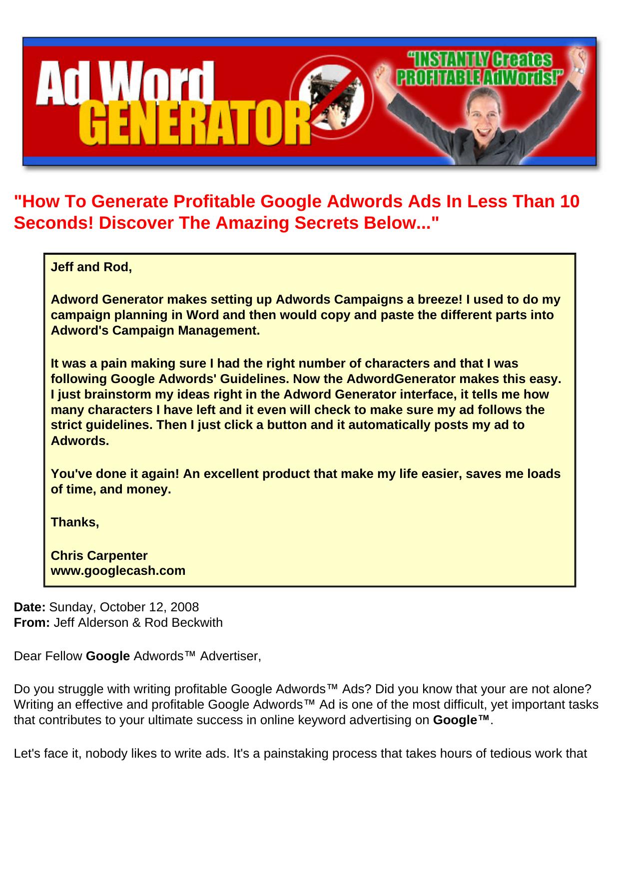 Ad Word Generator. by Best of Kuszter's Collection