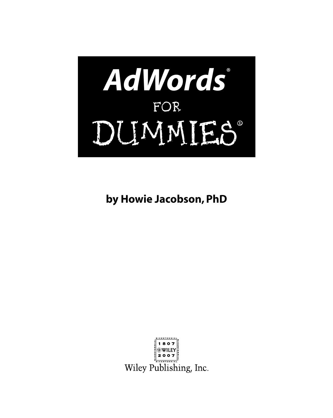AdWords For Dummies (For Dummies (Computer Tech)) by Howie Jacobson