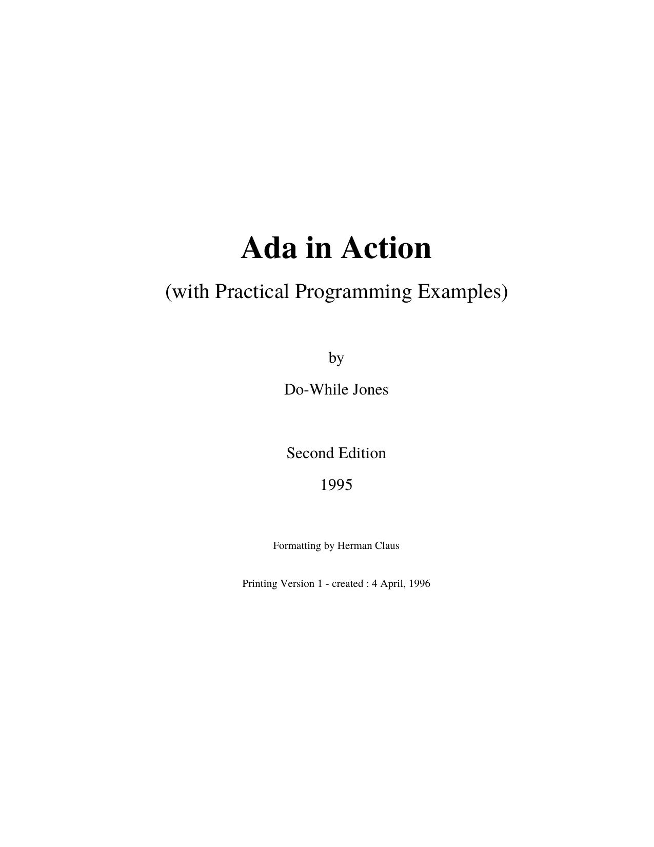 Ada in Action by Unknown