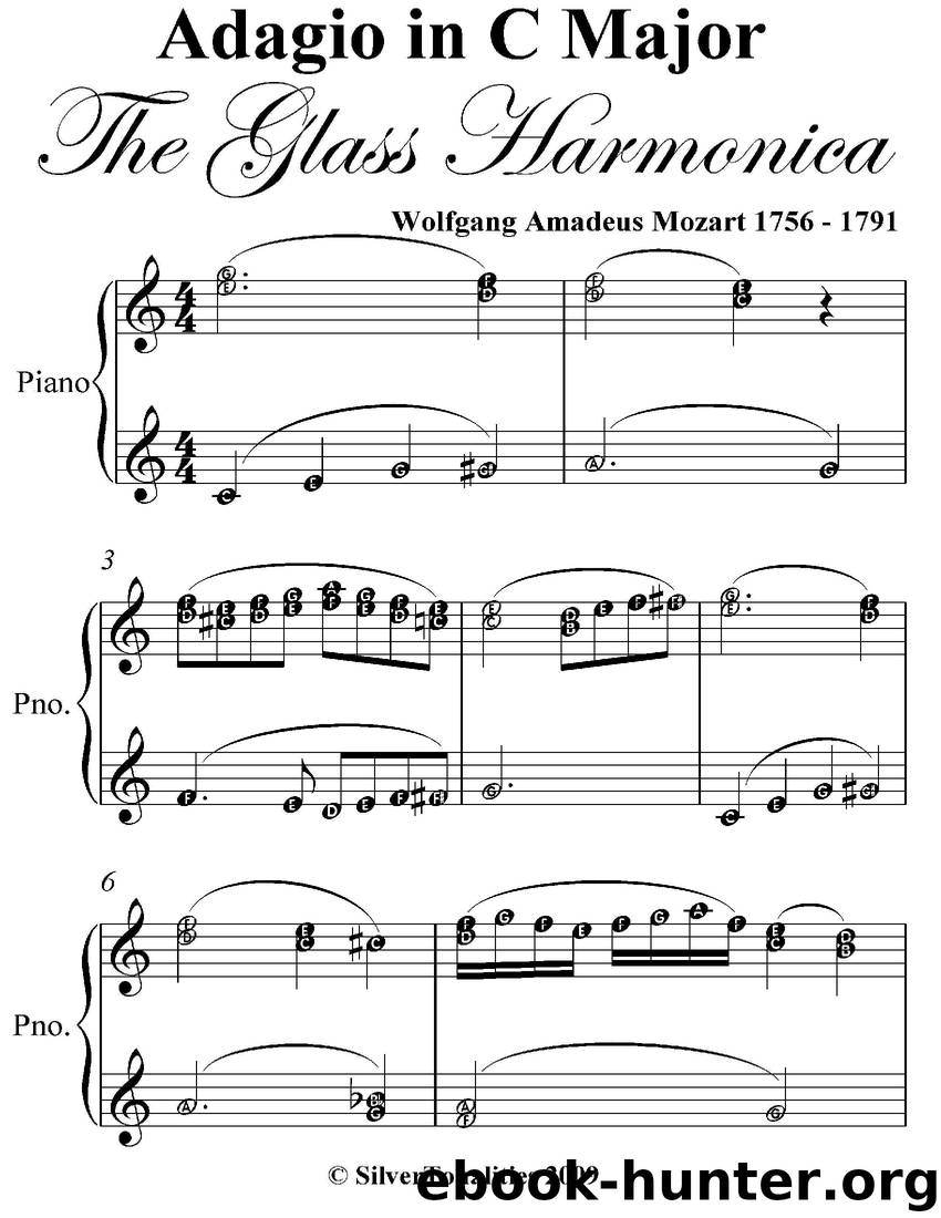 Adagio In C Major the Glass Harmonica Elementary Piano Sheet by Wolfgang Amadeus Mozart
