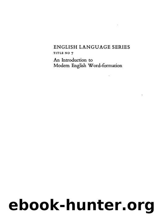 Adams V. by An Introduction to Modern English Word Formation -1987