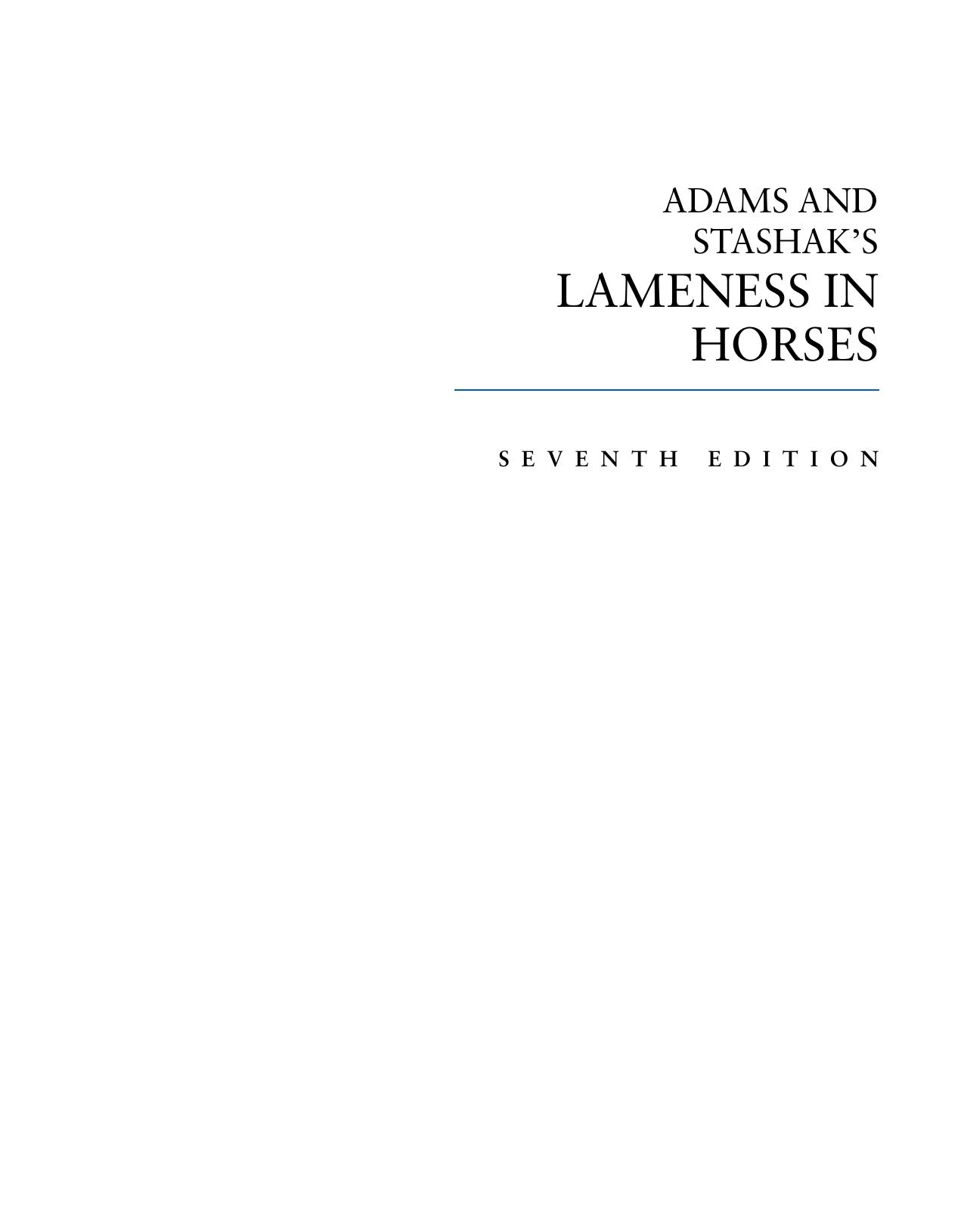 Adams and Stashak's Lameness in Horses Ed 7 by Unknow