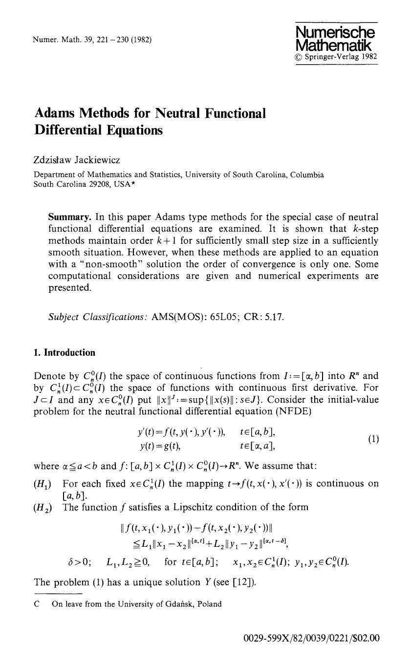 Adams methods for neutral functional differential equations by Unknown
