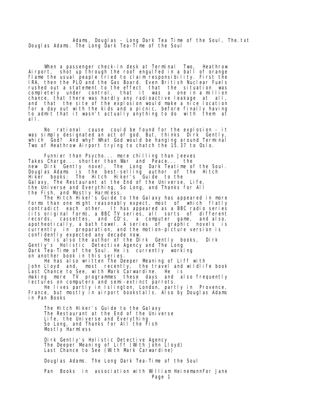 Adams, Douglas - Long Dark Tea Time of the Soul, The.txt - Notepad by Derek's System