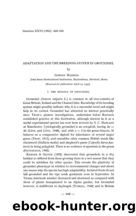 Adaptation and the breeding system in groundsel by Unknown