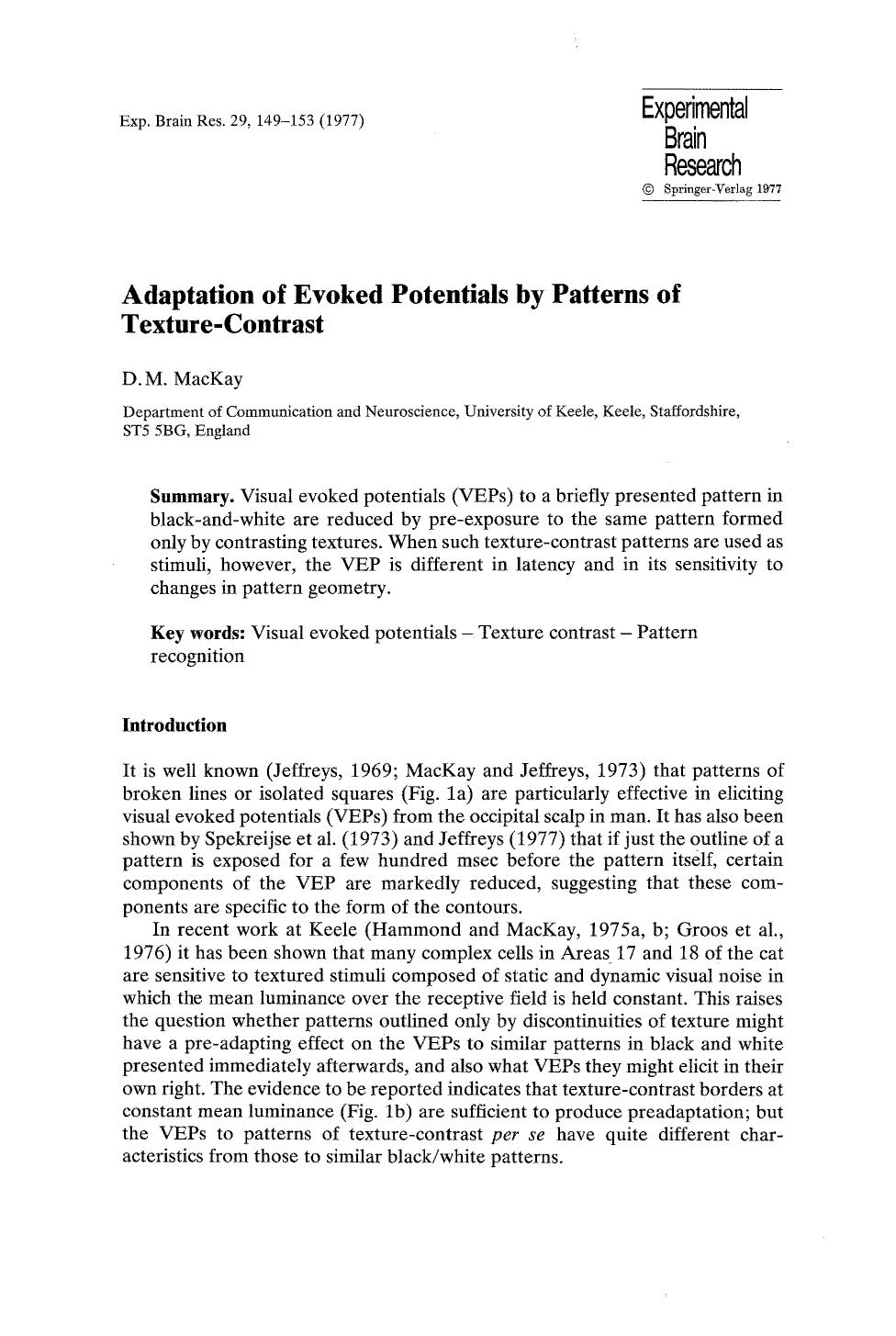 Adaptation of evoked potentials by patterns of texture-contrast by Unknown