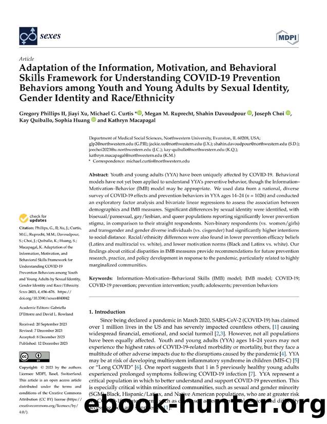Adaptation of the Information, Motivation, and Behavioral Skills Framework for Understanding COVID-19 Prevention Behaviors among Youth and Young Adults by Sexual Identity, Gender I by Unknown