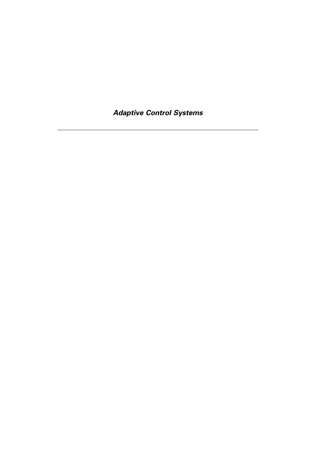 Adaptive Control Systems by Gang Feng Rogelio Lozano