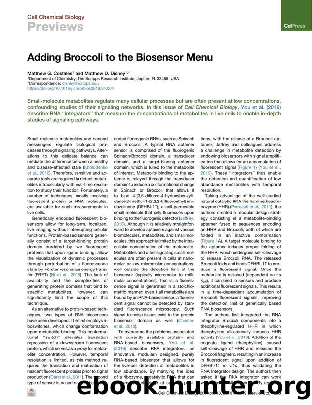 Adding Broccoli to the Biosensor Menu by Matthew G. Costales & Matthew D. Disney