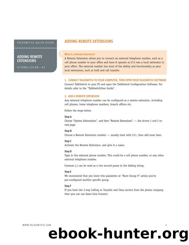 Adding Remote Extensions by TalkSwitch