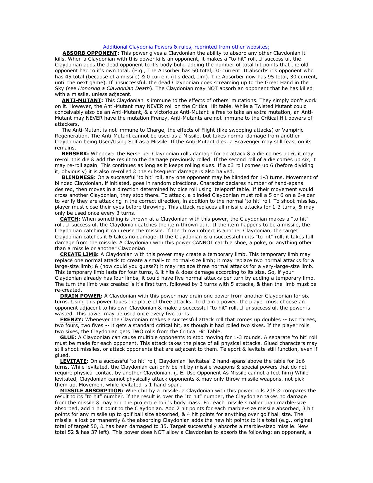 Additional Claydonia Powers by Unknown