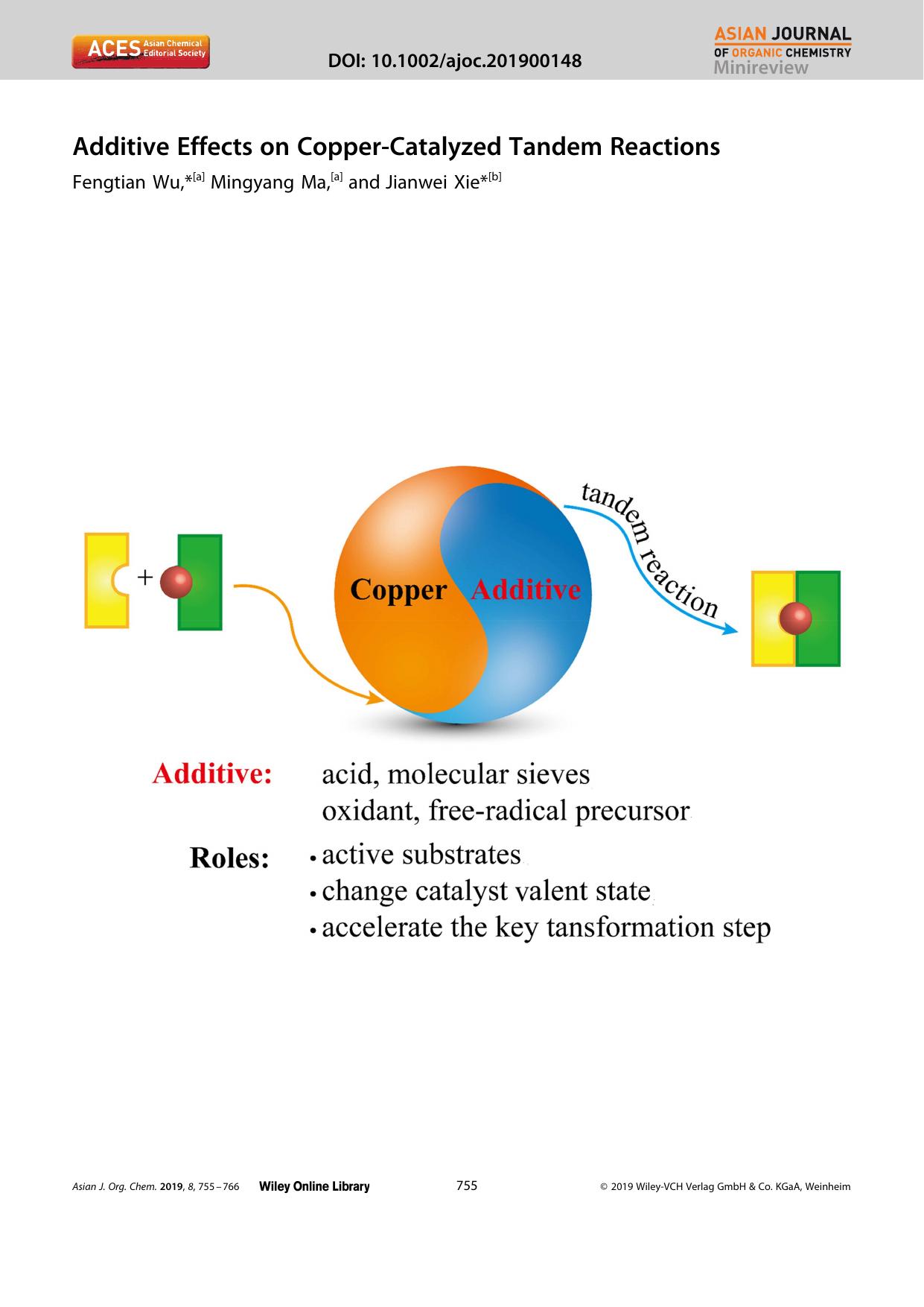 Additive Effects on CopperâCatalyzed Tandem Reactions by Unknown