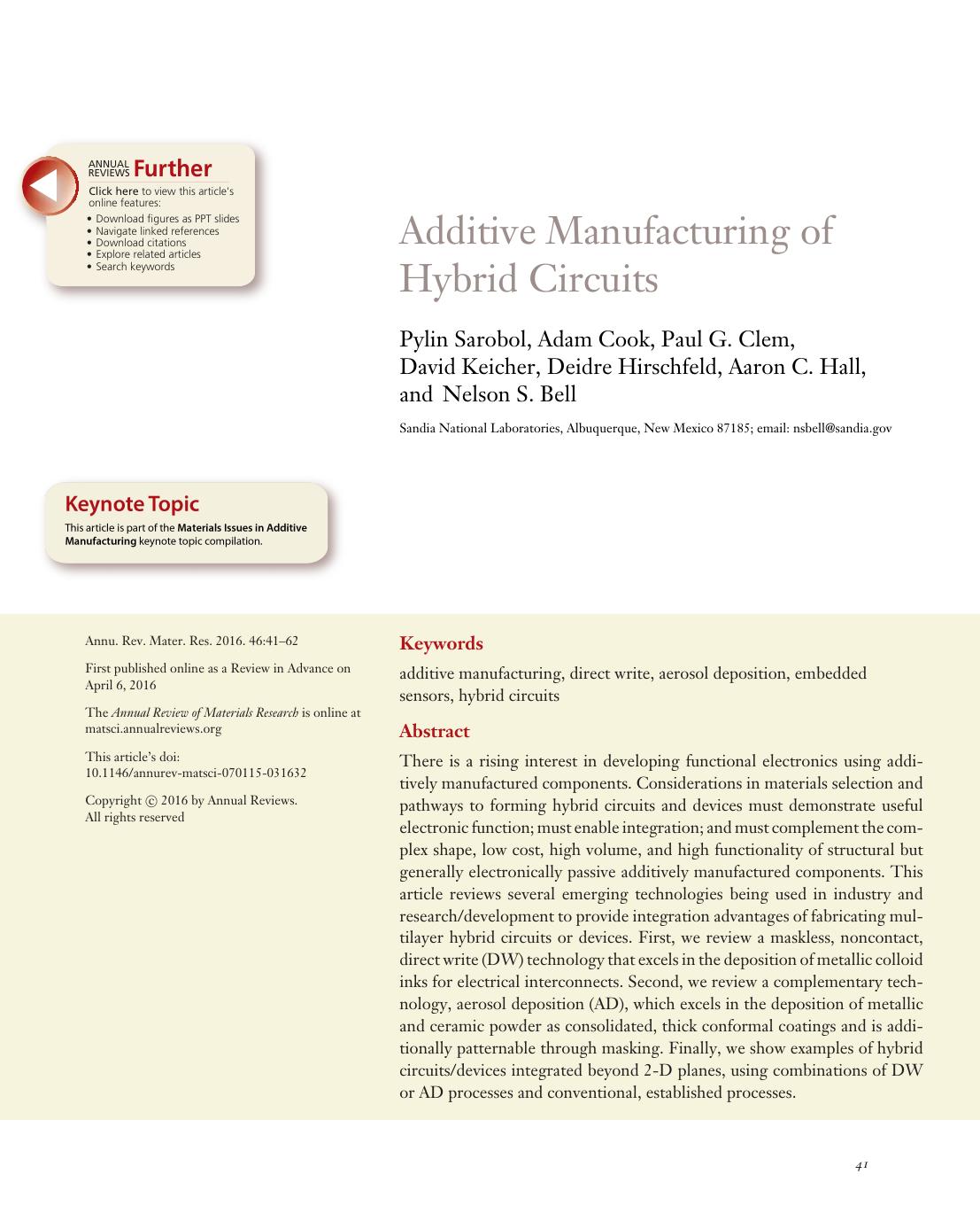 Additive Manufacturing of Hybrid Circuits by unknow