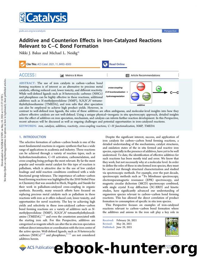 Additive and Counterion Effects in Iron-Catalyzed Reactions Relevant to CâC Bond Formation by Nikki J. Bakas & Michael L. Neidig