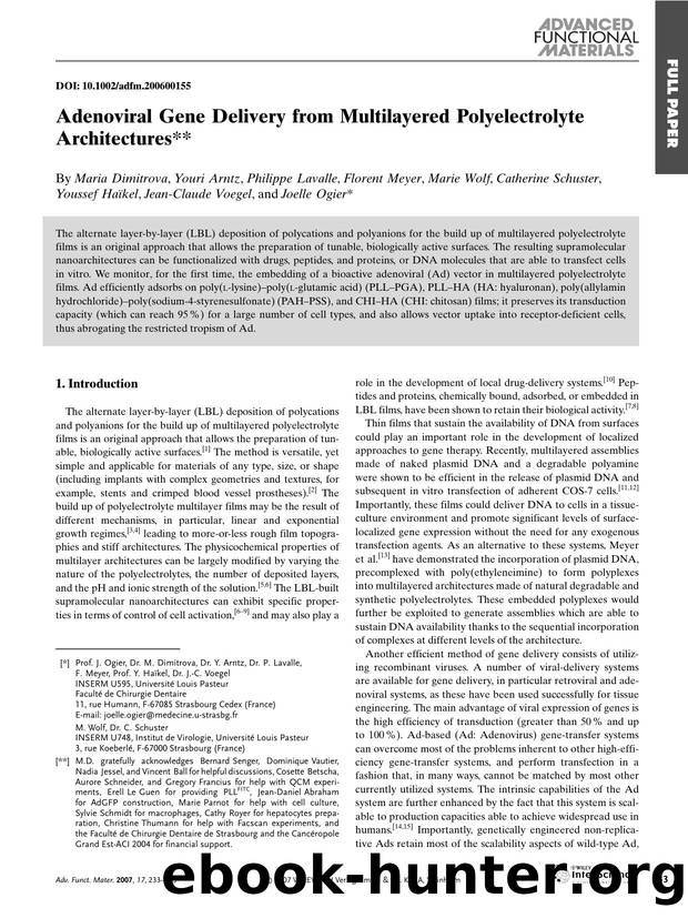 Adenoviral Gene Delivery from Multilayered Polyelectrolyte Architectures by Unknown