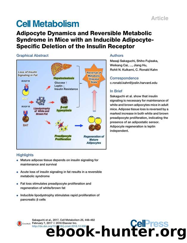 Adipocyte Dynamics and Reversible Metabolic Syndrome in Mice with an Inducible Adipocyte-Specific Deletion of the Insulin Receptor by unknow