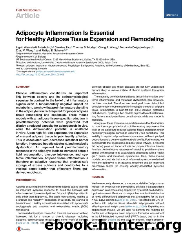 Adipocyte Inflammation Is Essential for Healthy Adipose Tissue Expansion and Remodeling by unknow