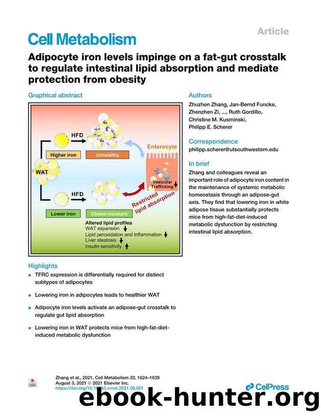 Adipocyte iron levels impinge on a fat-gut crosstalk to regulate intestinal lipid absorption and mediate protection from obesity by unknow