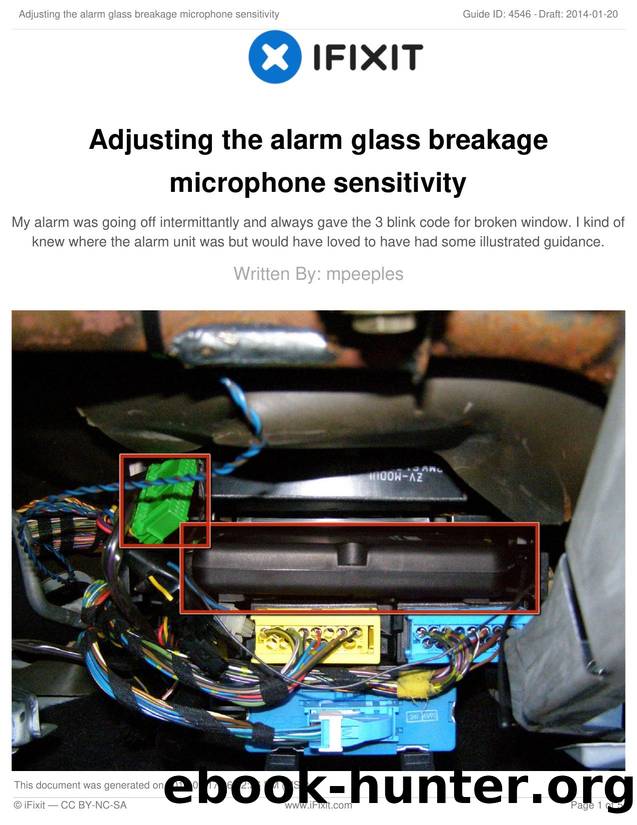Adjusting the alarm glass breakage microphone sensitivity by Unknown