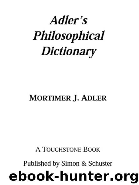 Adler’s Philosophical Dictionary by TOUCHSTONE