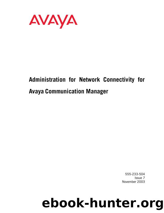 Administration for Network Connectivity for Avaya Communication Manager by Unknown