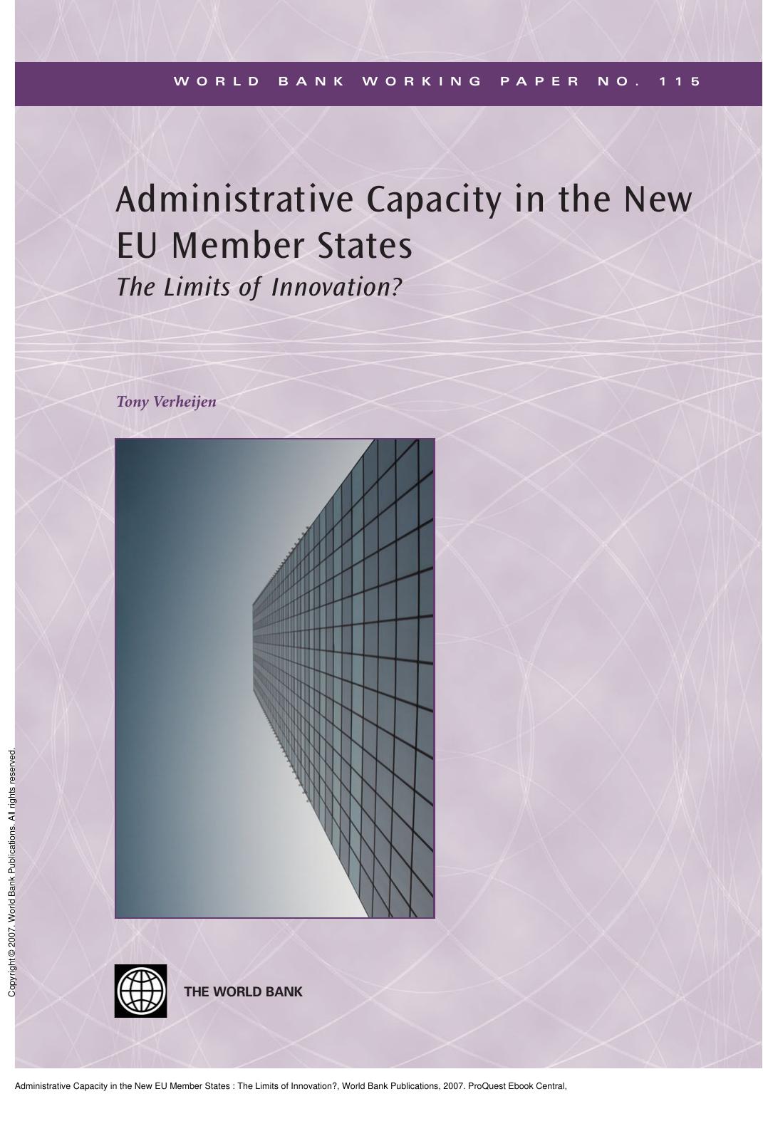Administrative Capacity in the New EU Member States : The Limits of Innovation? by Tony Verheijen