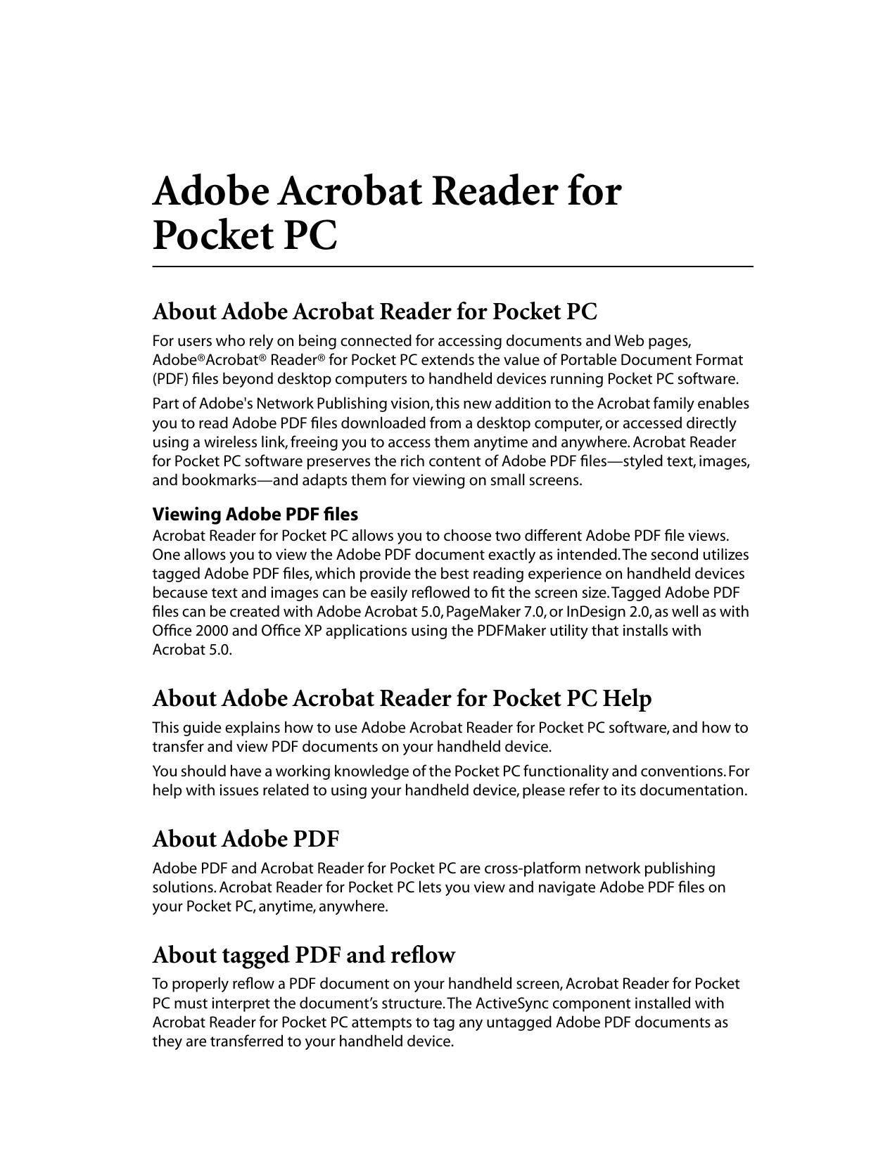 Adobe Acrobat Help for Pocket PC by Adobe Systems Incorporated