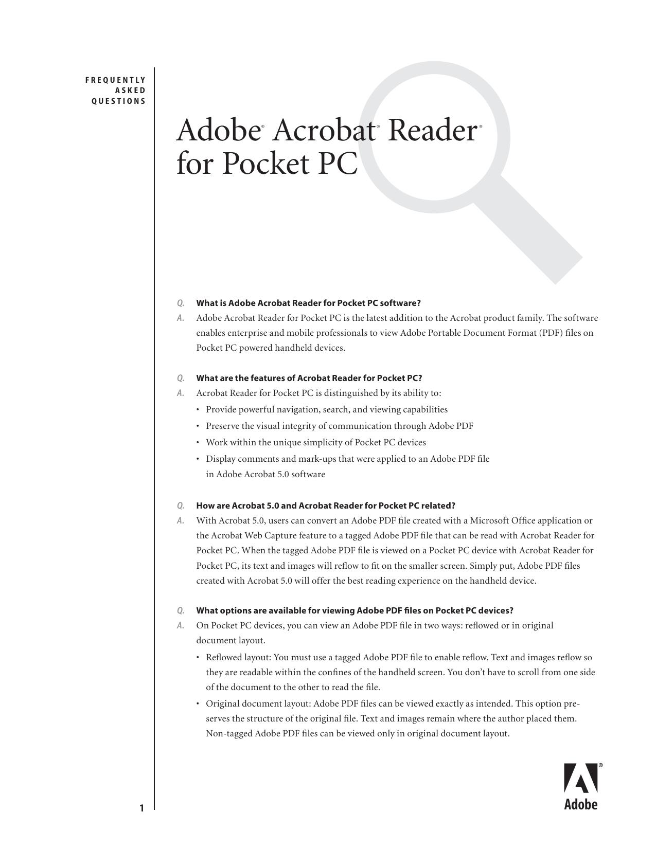 Adobe Acrobat Reader for Pocket PC by Adobe Systems Incorporated