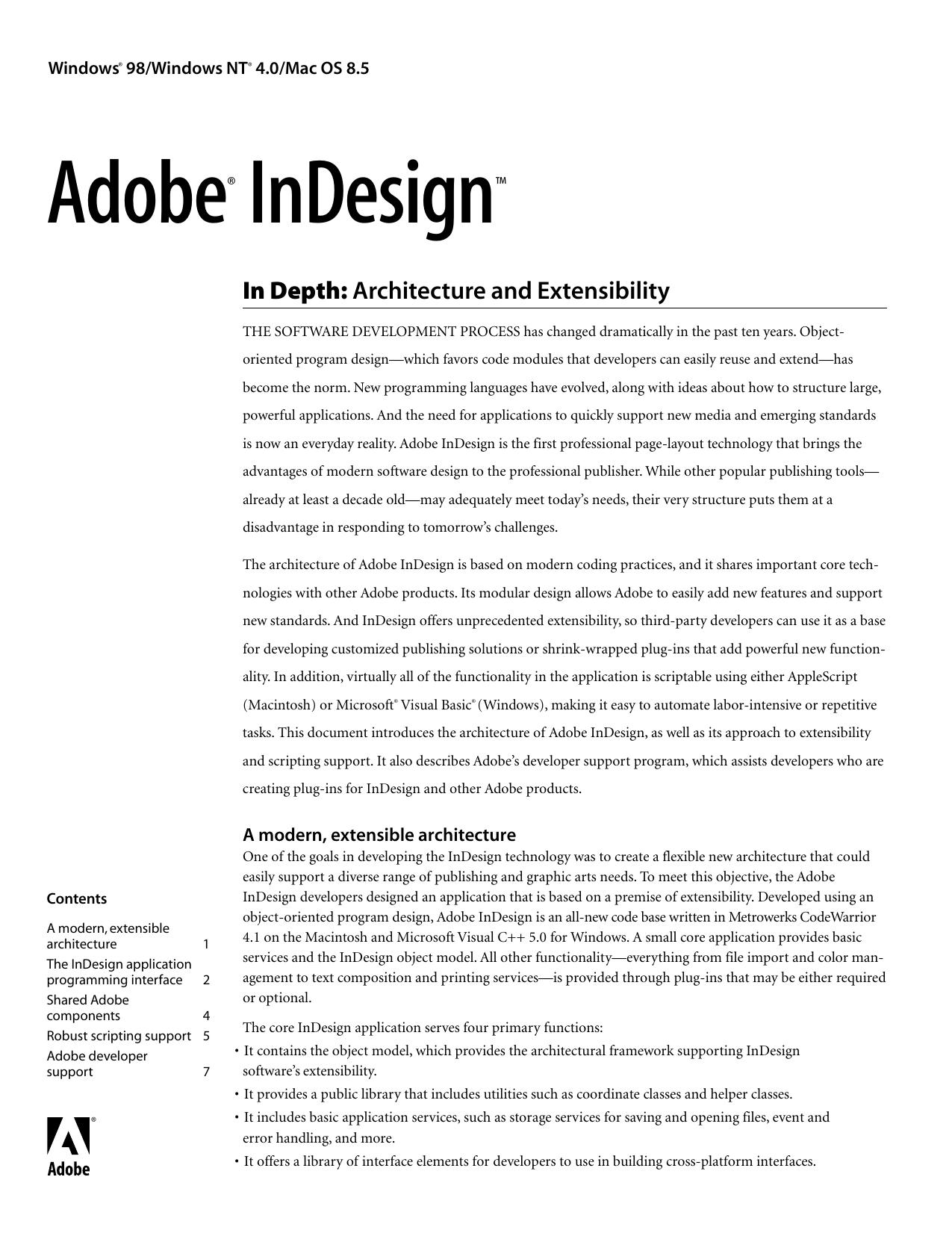 Adobe InDesign In Depth: Architecture and Extensibility by Adobe Systems Incorporated