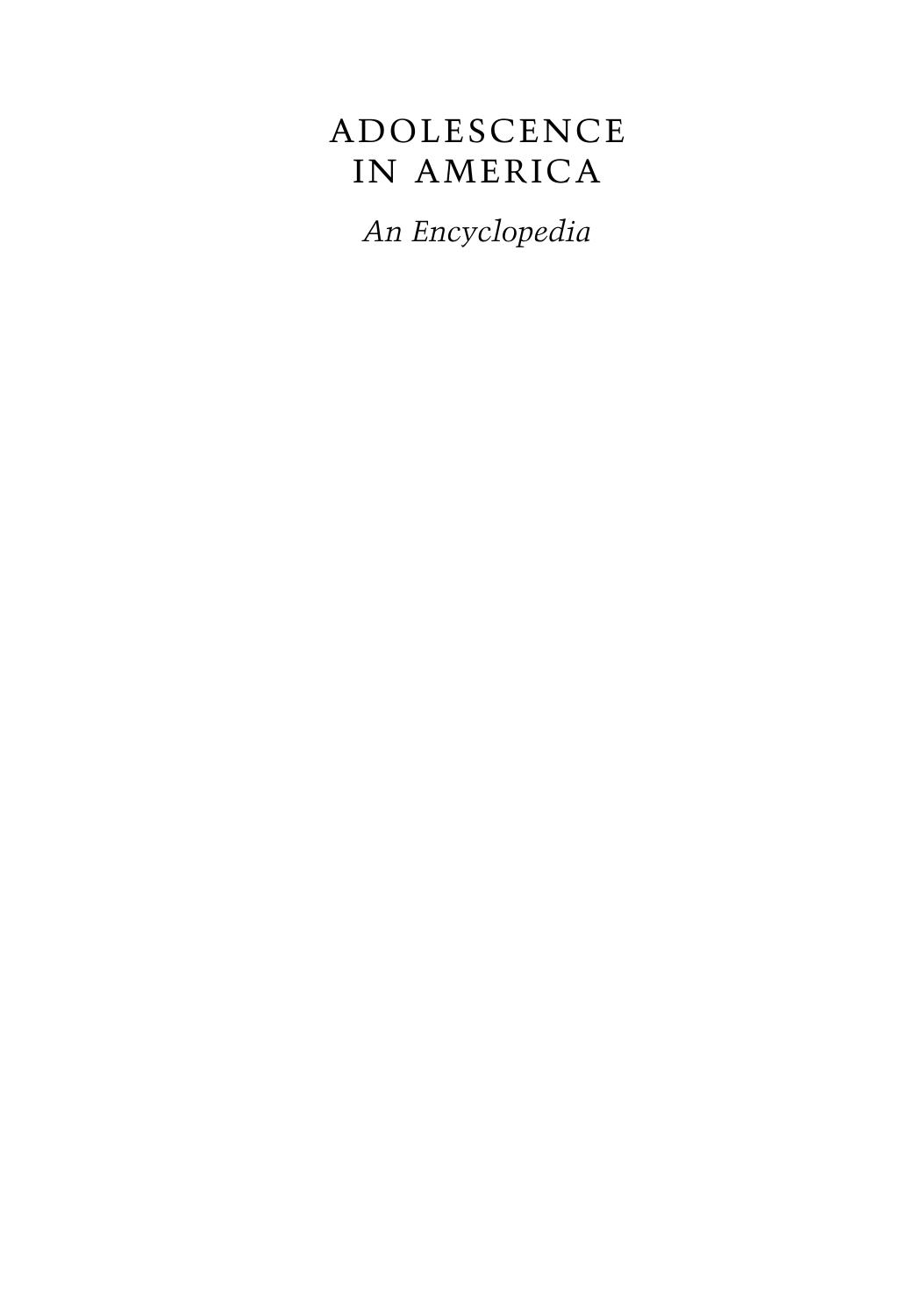 Adolescence in America by An Encyclopedia (2 Volumes)
