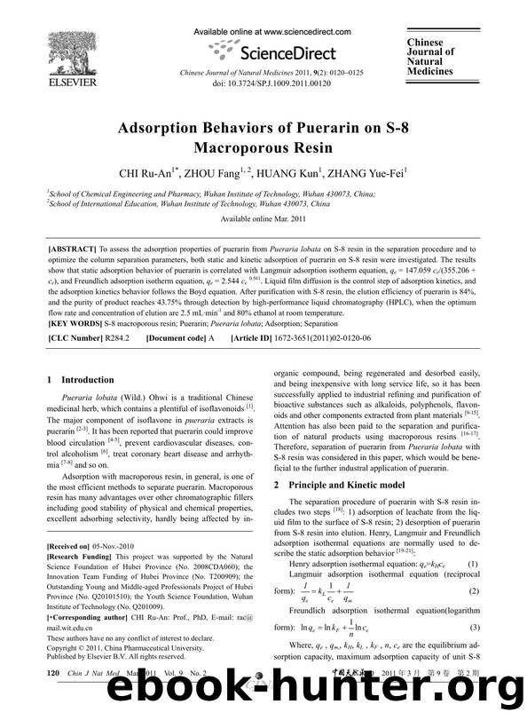Adsorption Behaviors of Puerarin on S-8 Macroporous Resin by Ru-An CHI & Fang ZHOU & Kun HUANG & Yue-Fei ZHANG