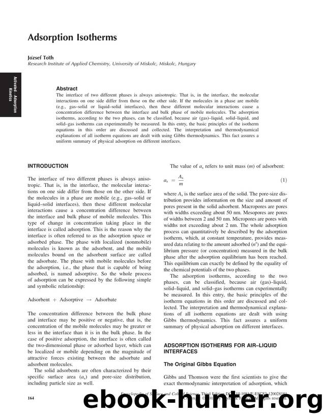 Adsorption Isotherms by József Tóth