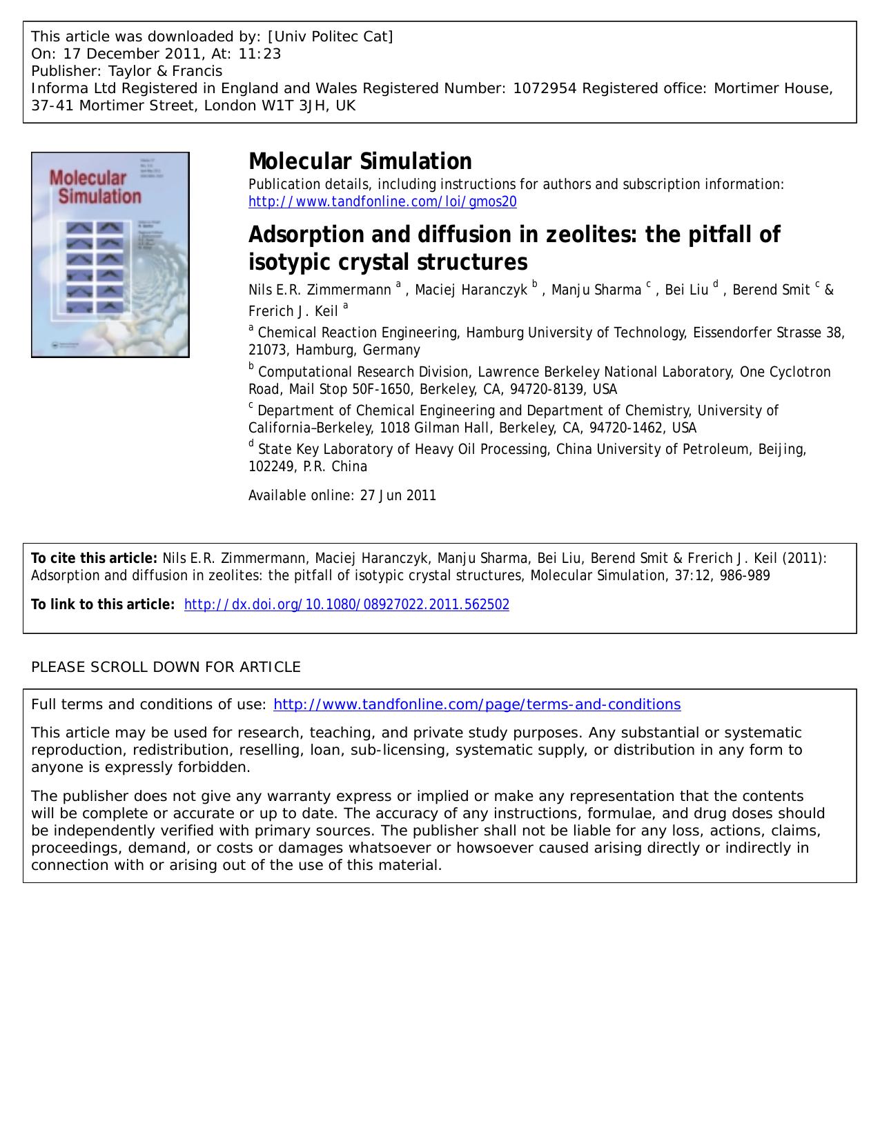 Adsorption and diffusion in zeolites: the pitfall of isotypic crystal structures by unknow
