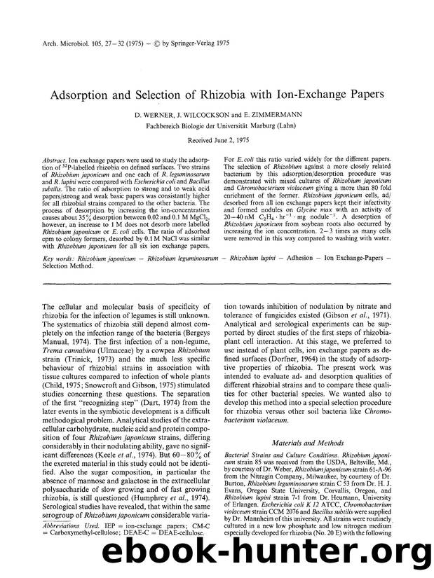 Adsorption and selection of rhizobia with ion-exchange papers by Unknown