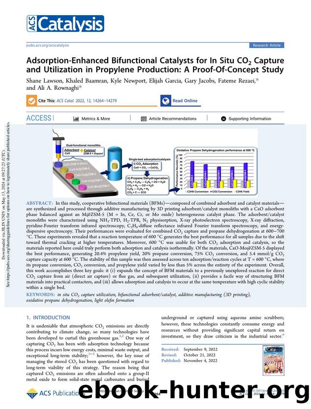 Adsorption-Enhanced Bifunctional Catalysts for In Situ CO2 Capture and Utilization in Propylene Production: A Proof-Of-Concept Study by unknow