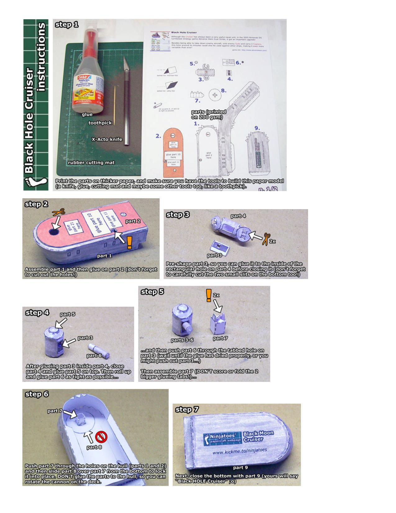 Advance Wars Black Hole Cruiser papercraft instructions by www.kickme.to/ninjatoes