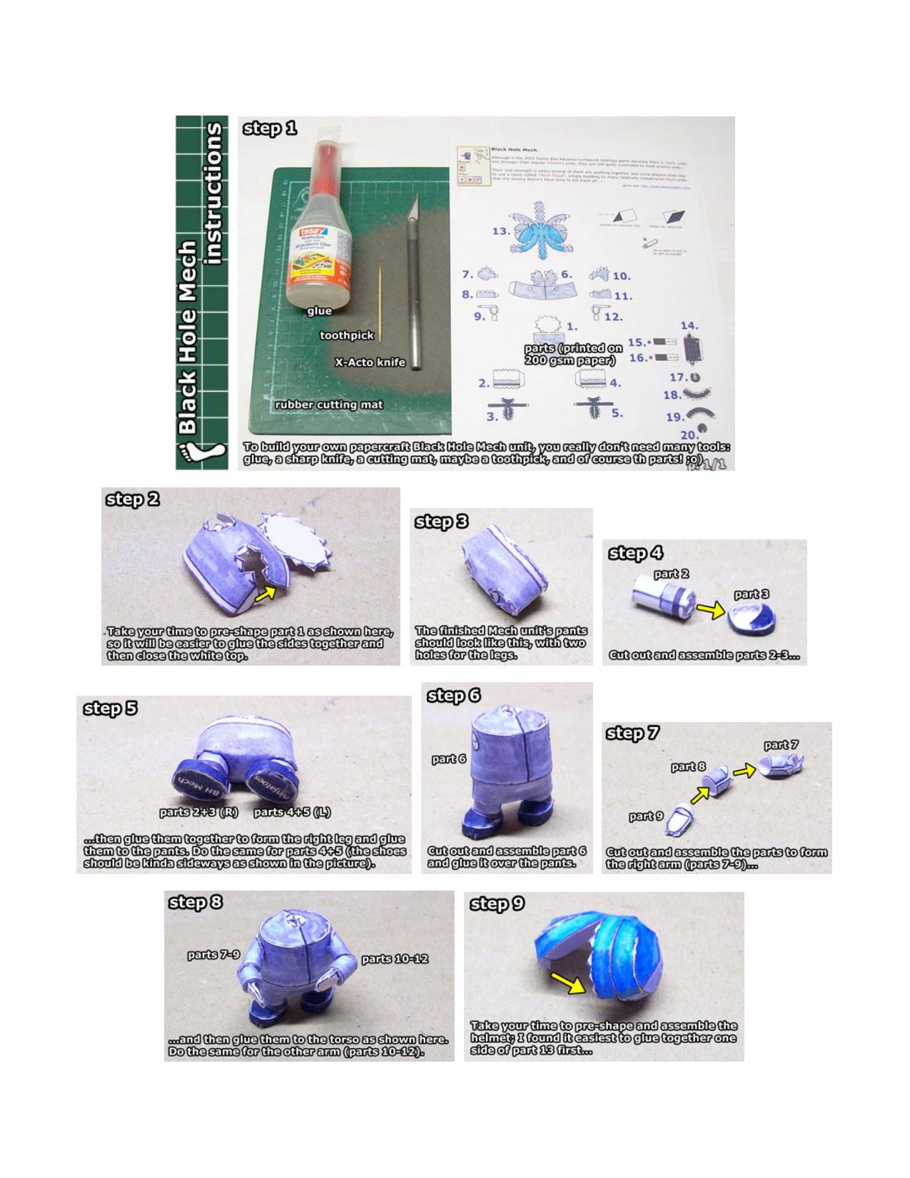 Advance Wars Black Hole Mech unit papercraft instructions by www.kickme.to/ninjatoes