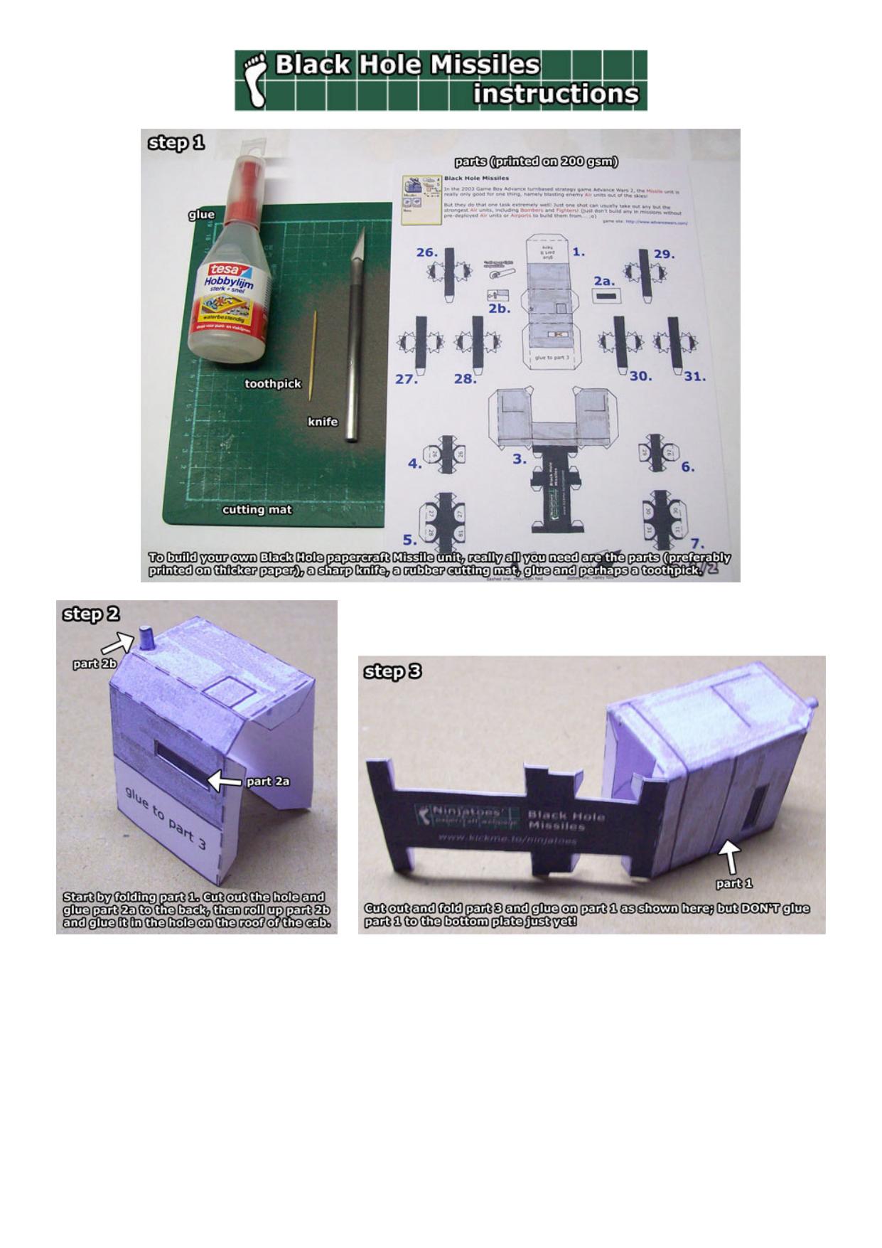 Advance Wars Black Hole Missiles papercraft instructions by www.kickme.to/ninjatoes