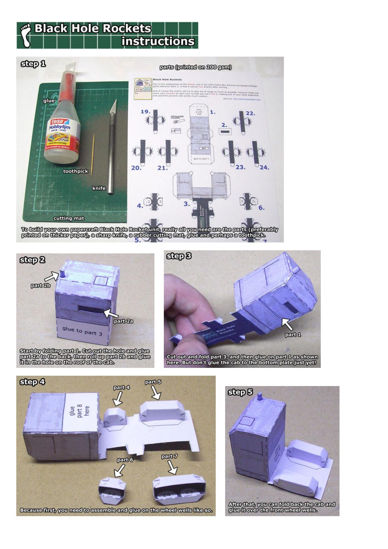 Advance Wars Black Hole Rockets papercraft instructions by www.kickme.to/ninjatoes