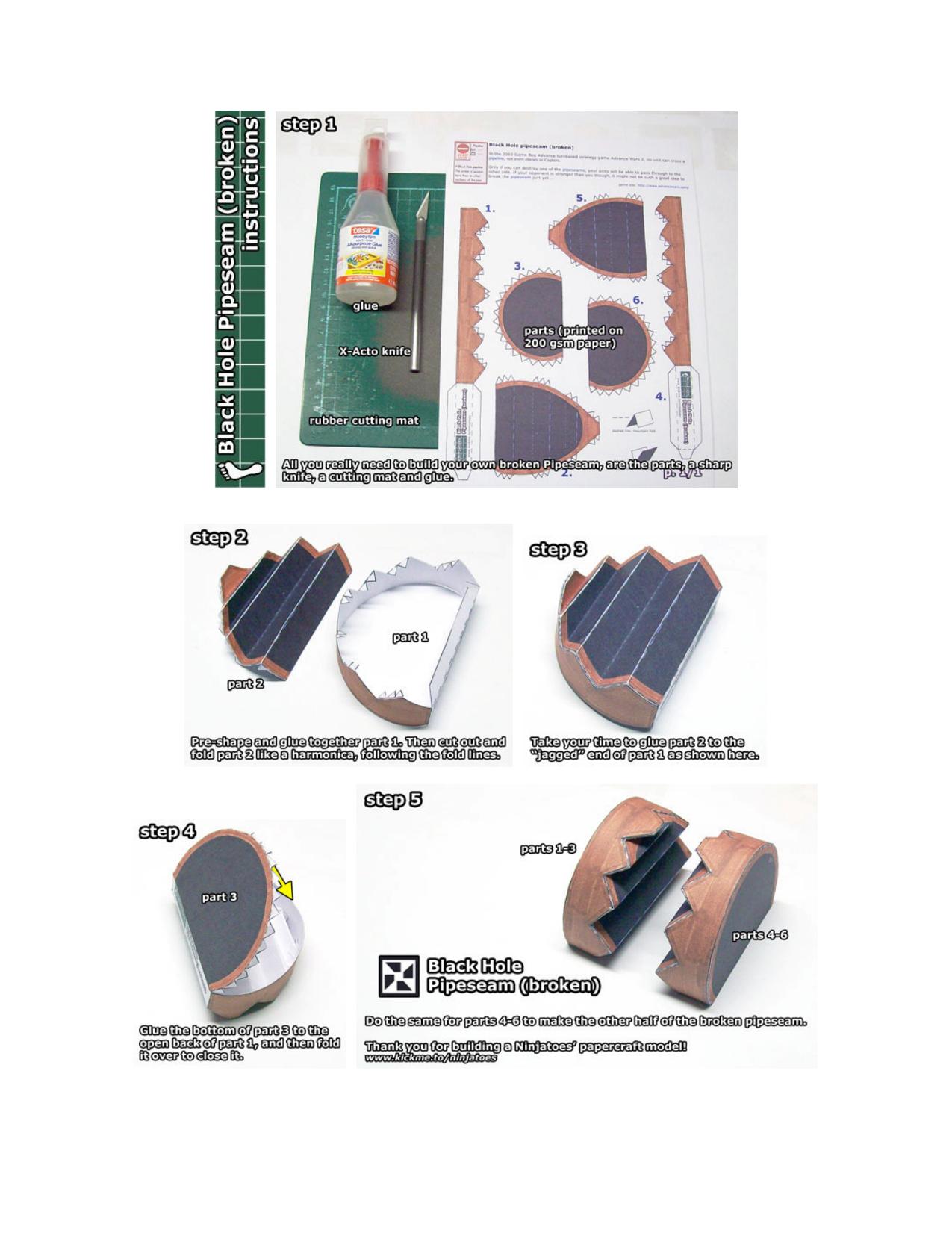 Advance Wars papercraft Black Hole Pipeseam (broken) instructions by www.kickme.to/ninjatoes