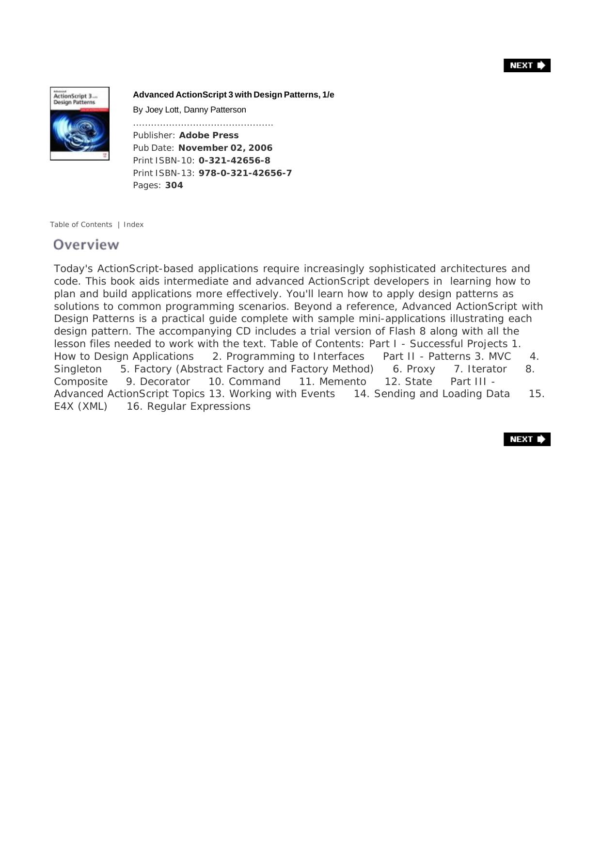Advanced ActionScript 3 With Design Patterns by Unknown